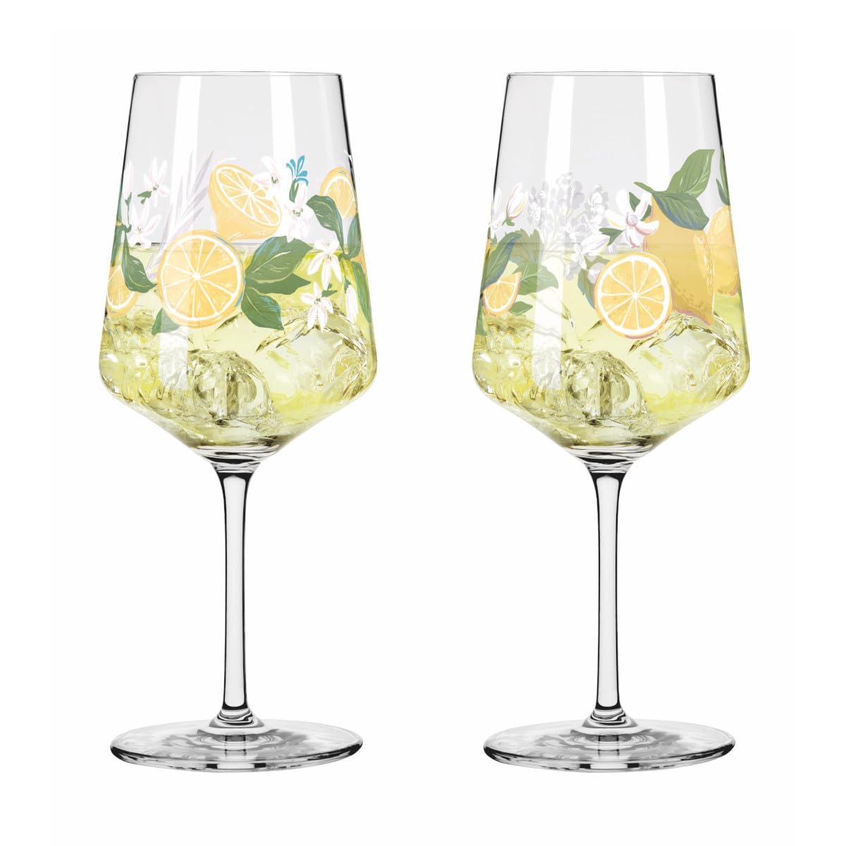 RITZENHOFF 6041006 Limoncello Glass 500 ml Set of 2 Summer Dew Series 2 Pieces for Aperitif, Lemon Motif, Colourful, Made in Germany
