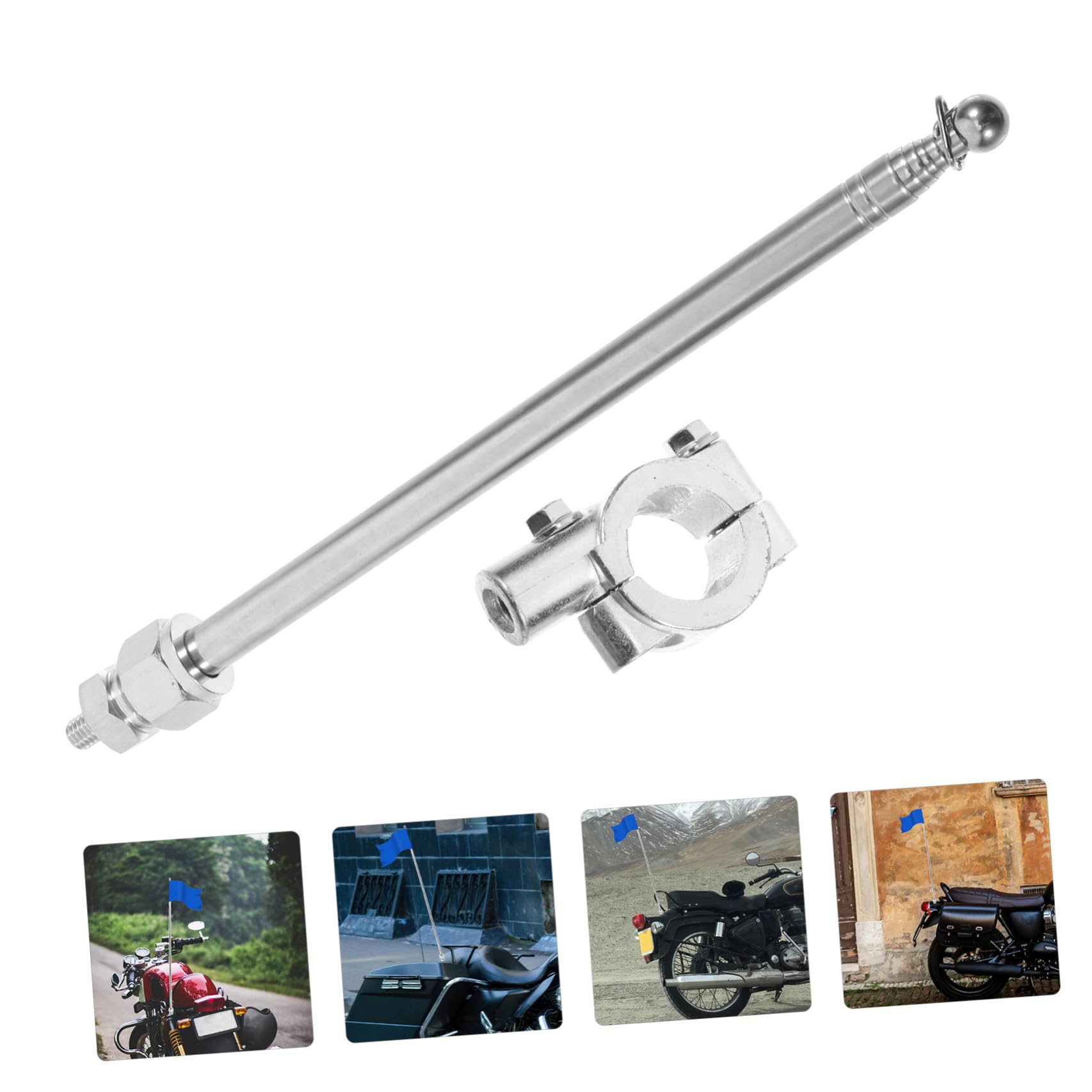Cabilock Asta de Bandera Retráctil para Bicicleta de Aleación de Aluminio y Acero, Portátil Longitud Ajustable para Mayor Seguridad en Paseos