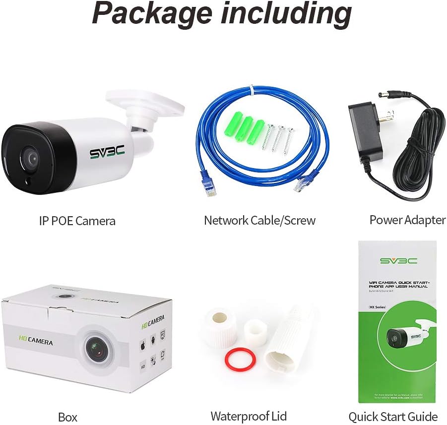 Package contents of SV3C POE IP Camera