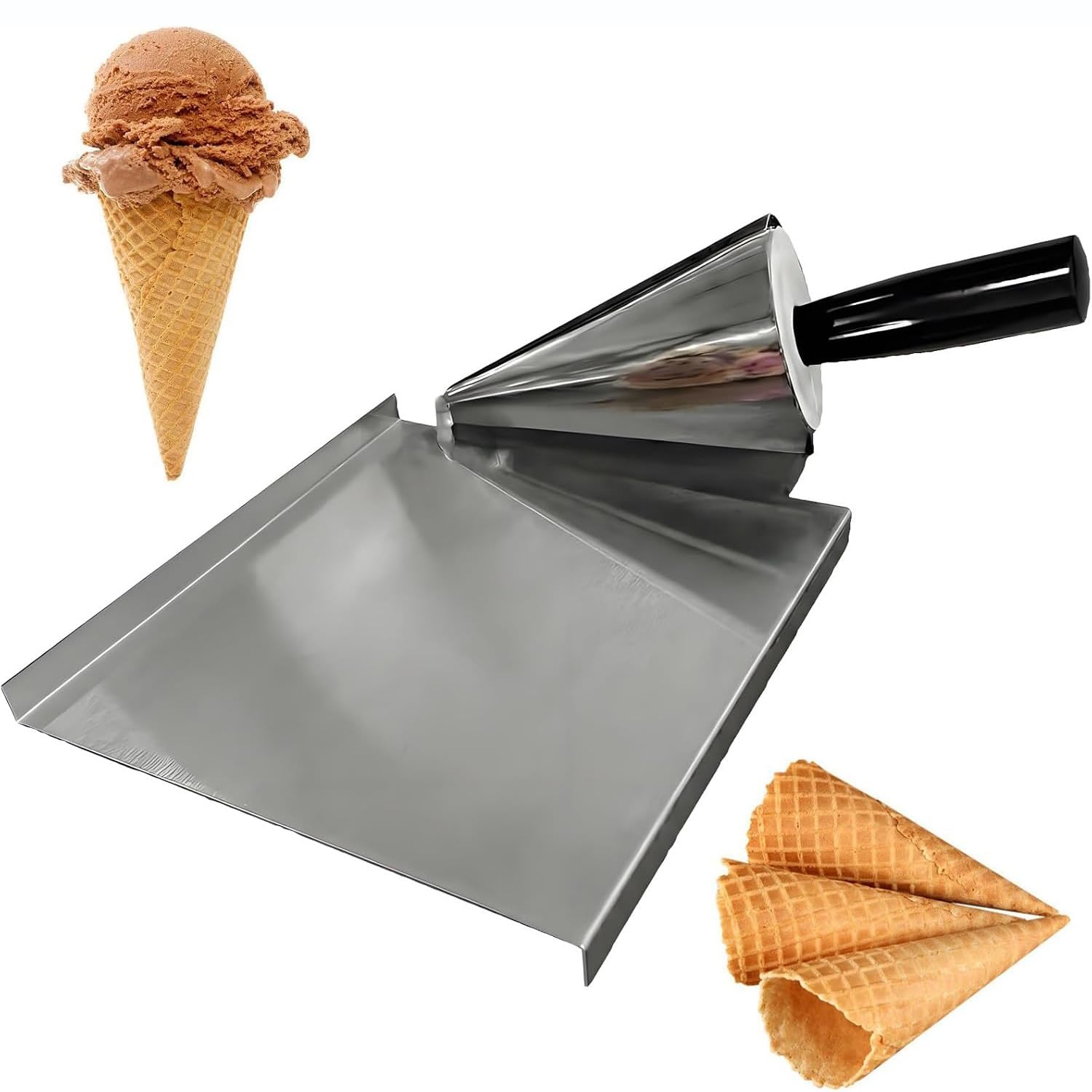 Moldeador De Conos De Helado, Herramienta Para Dar Forma a Los | Con Base De Acero Inoxidable, Para Hacer Rollitos De Huevo Crujientes Y Tartaletas De Hojaldre(L)