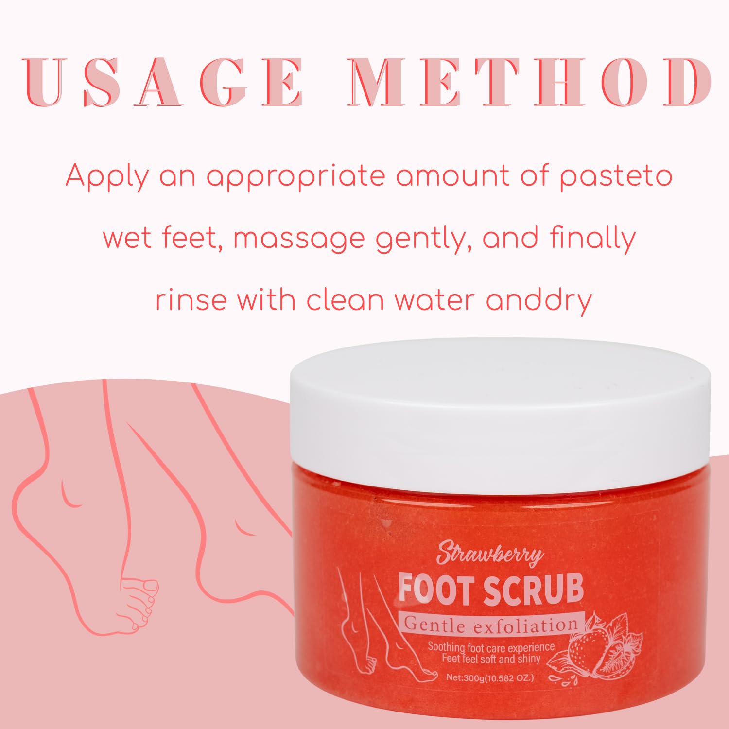 Foot Scrub - Salt Scrub, Strawberry Flavor, Body Exfoliator for Women and Men, Exfoliating for Foot & Hands, Natural Ingredients - Image 3