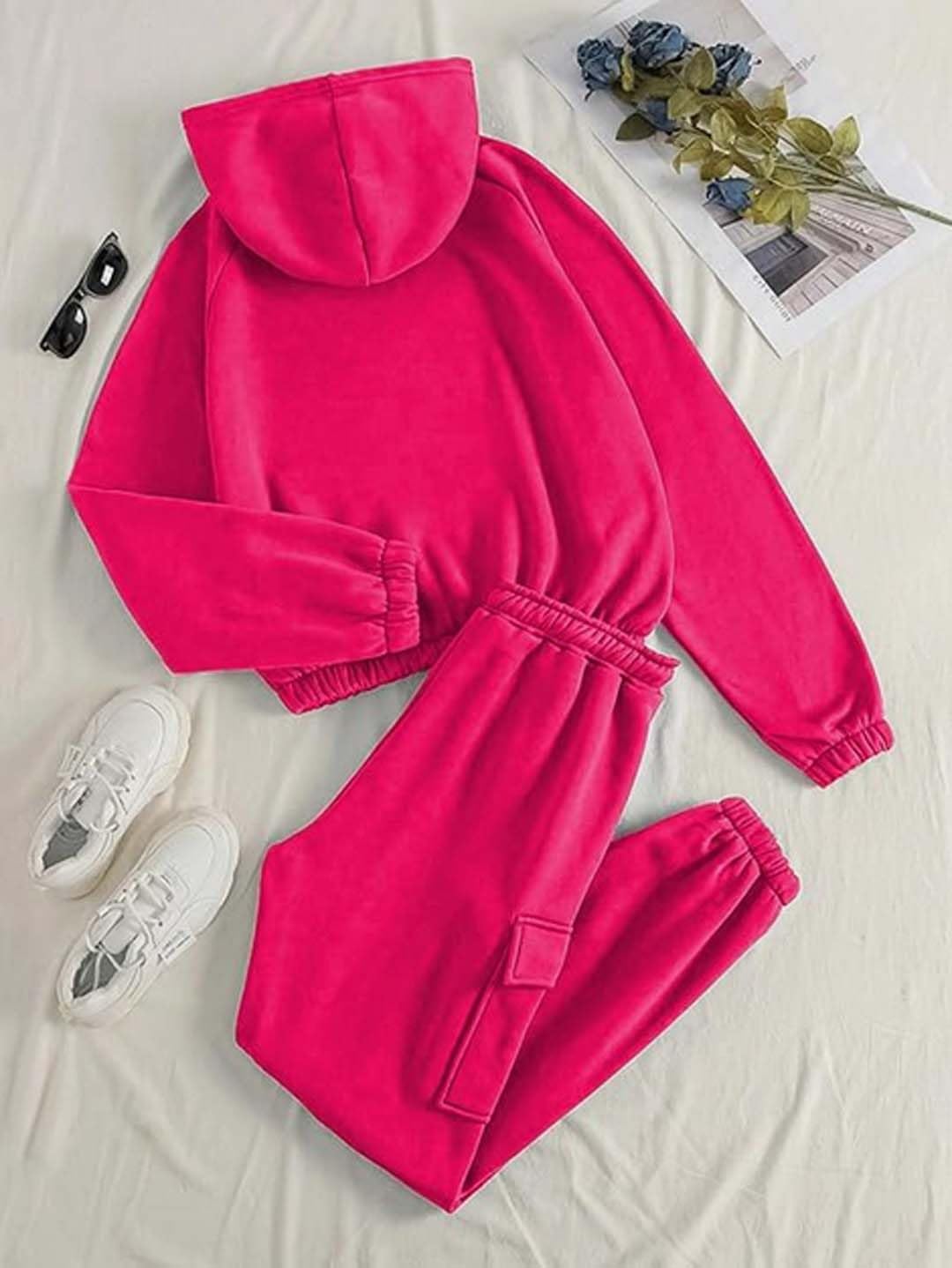 KOTTY Co-Ords damska gładka bluza bluzy dresowe spodnie dresowe (różowy, XL)_KTTWINTERSET135XL