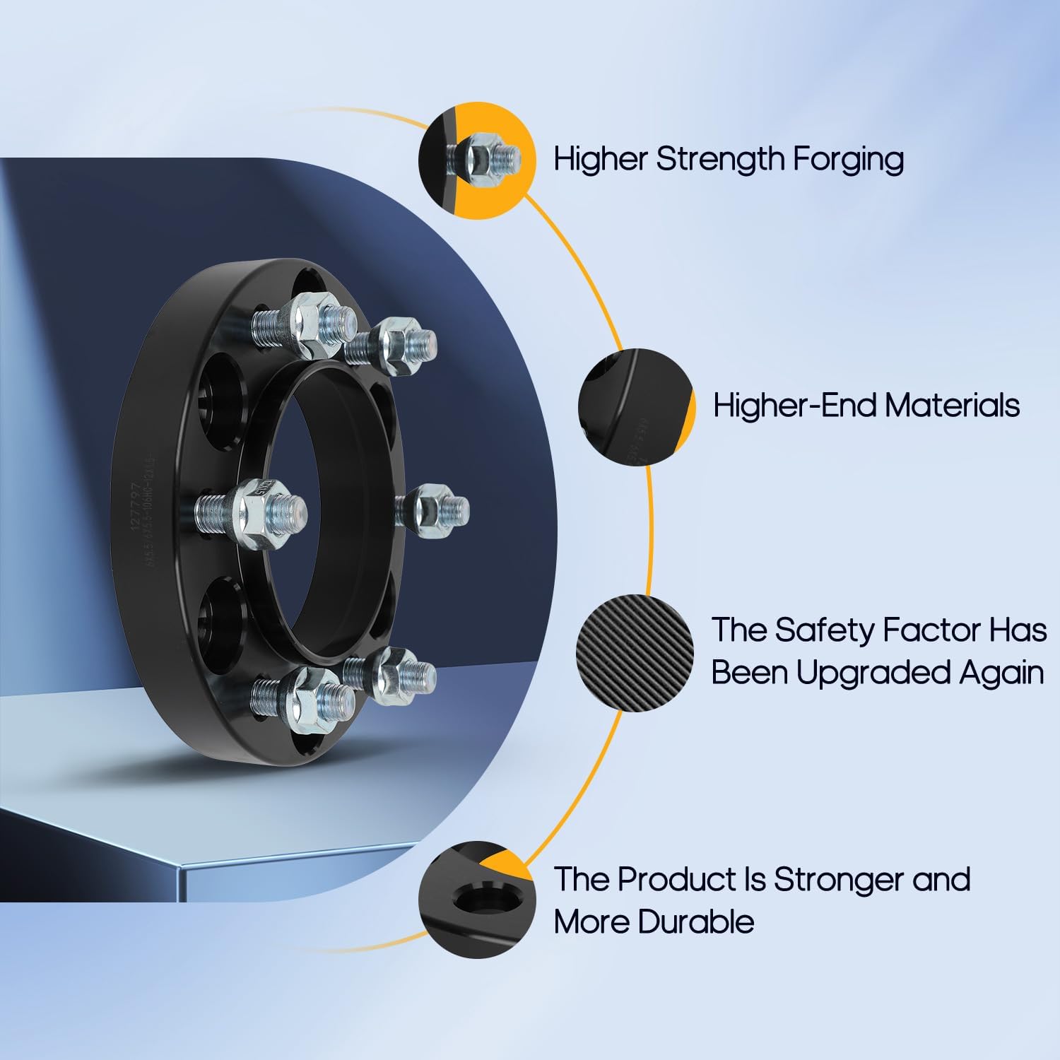 OCPTY 6 Lug Wheel Spacers 6x5.5 1 inch Fit for Toyota FJ Cruiser Hilux T100,4Pcs Black Wheel Spacers Adapters Bore 106mm with 12x1.5 Studs wheel spacers