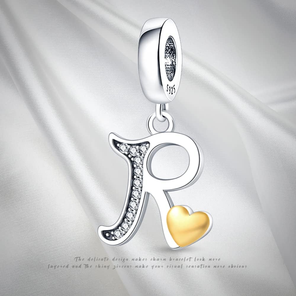 Pandach 925 Sterling Silver Alphabet Initial Letters Charms Complete A-Z Solid Silver Cubic Zircons Beads Dangle Pendants for European Bracelets Necklace Women Holiday Gifts - Image 6