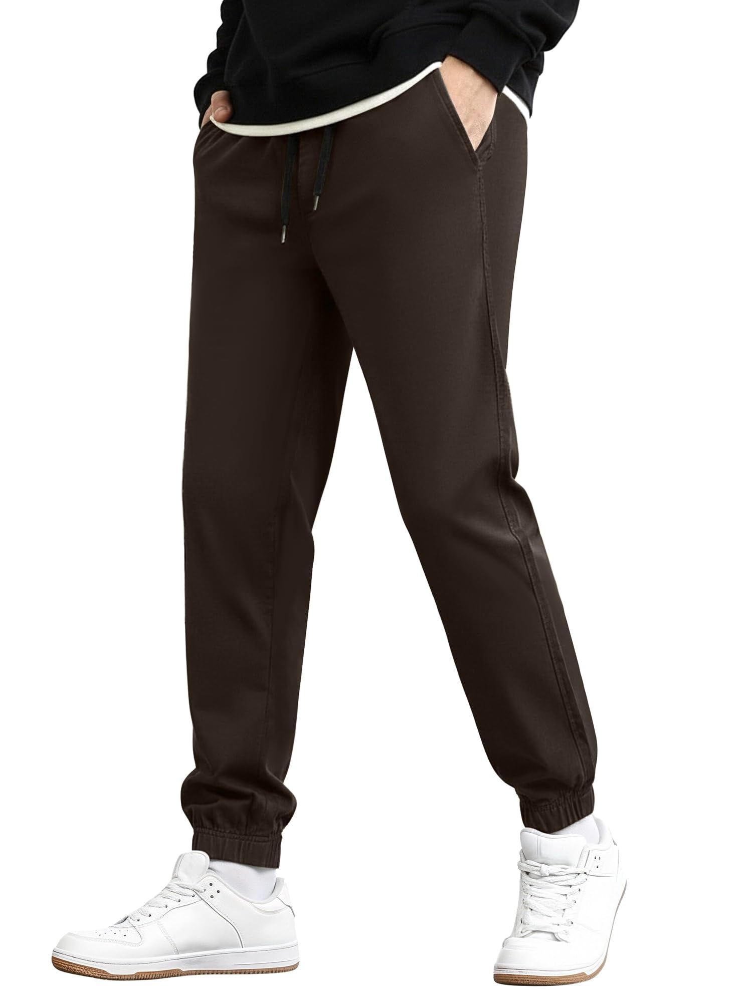 Mens Casual Chino Pants - Joggers Style Slim Fit Tapered Comfort Durability Sweatpants