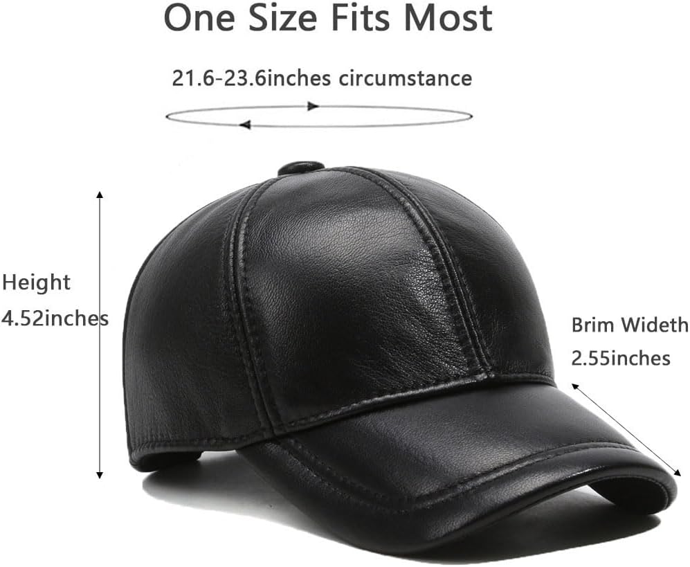 Men Women Lambskin Leather Baseball Cap for Outdoor Travel - Image 3