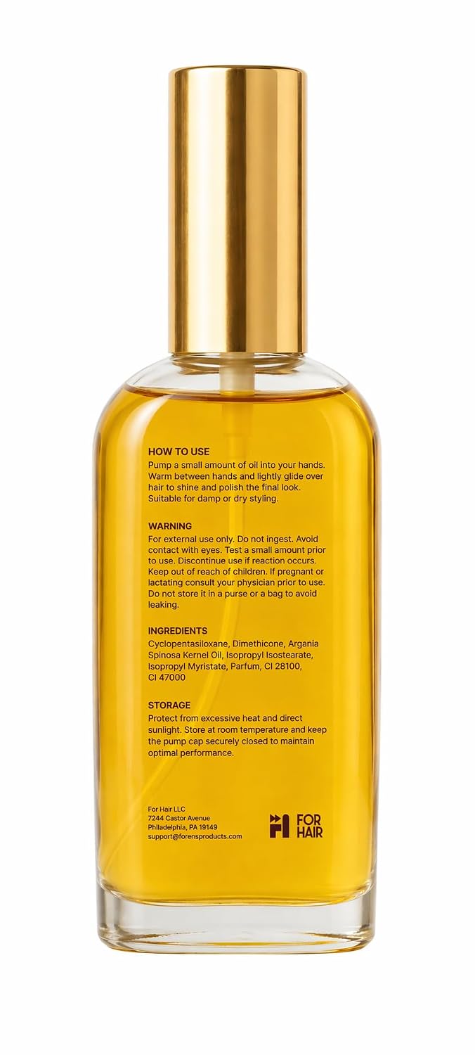 FOR SHINE Moroccan Gloss Argan Oil | Frizz Control & Hydration | High Gloss, Lightweight Feel, Smoothes & Moisturizes | 3.4 fl oz | Hair Serum