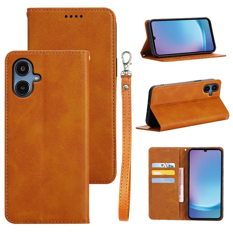 適用 Galaxy A25 5G ケース 手帳型 ギャラクシーA25 5G SC-53F SCG33 用 手帳型ケース スマホケース カバー 手帳型 PUレザー カード収納 財布型 耐衝撃 ケース マグネット スタンド機能付き 5色(Galaxy A25 5G SCG33 SC-53F 用 ケース 手帳型) (ライトブラウン)