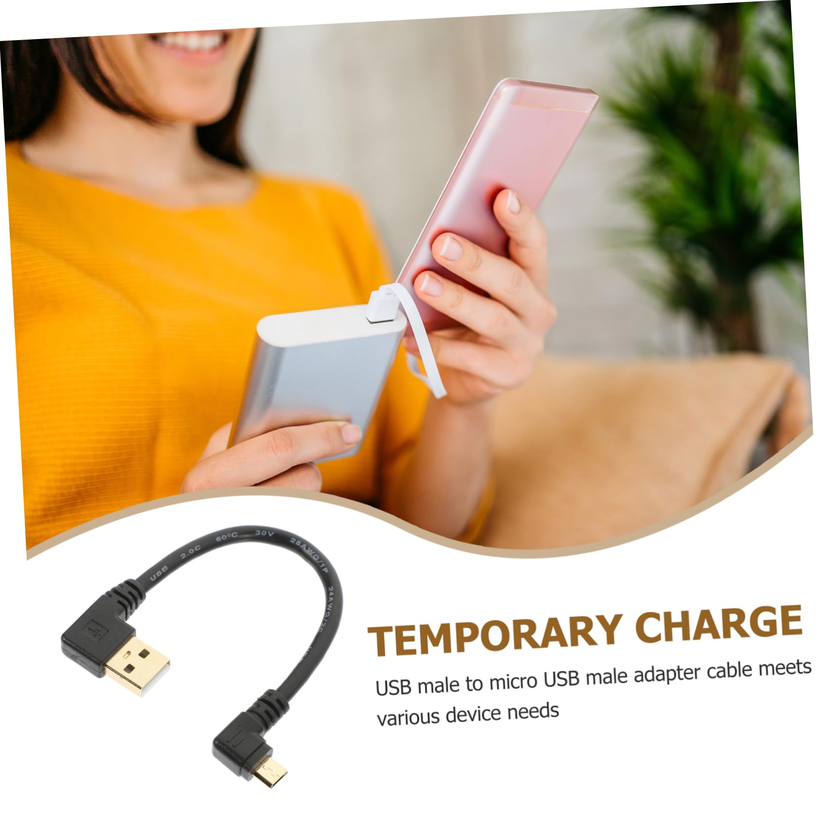 15pezzi Cavo Usb Angolo Retto Cavo Di Ricarica Veloce e Trasferimento Dati Design Compatto Per Smartphone e Tablet Realizzato Di Placcato