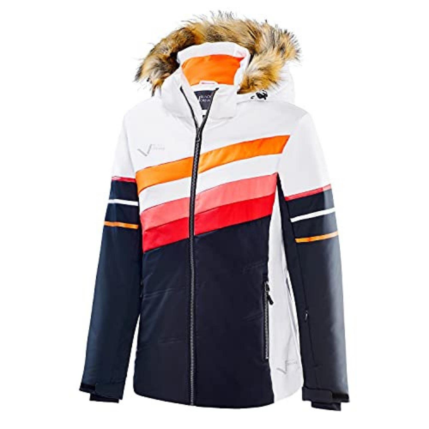 Black Crevice Damen Skijacke I Damen-Skijacke Größen I Wind- & wasserdichte Damen-Funktionsjacke I wasserdichte Reißverschlusstaschen I Ski-Jacke mit Kapuze