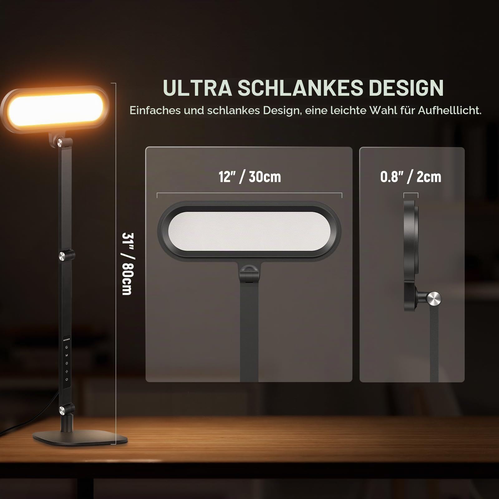 NEEWER Basics 16W Desktop LED Lampe für Homeoffice, Videokonferenzen und Lesen, augenschonendes, doppelseitiges, dimmbares Touch Ringlicht mit Tischständer, Memory Timer, 5 Farbmodi, CRI95, FR16