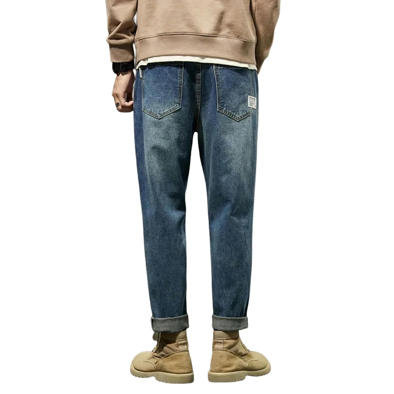 Jeans Uomo Larghi Pantaloni da Uomo Harem Loose Fit Wide Leg Vintage Casual Uomo Denim Pantaloni