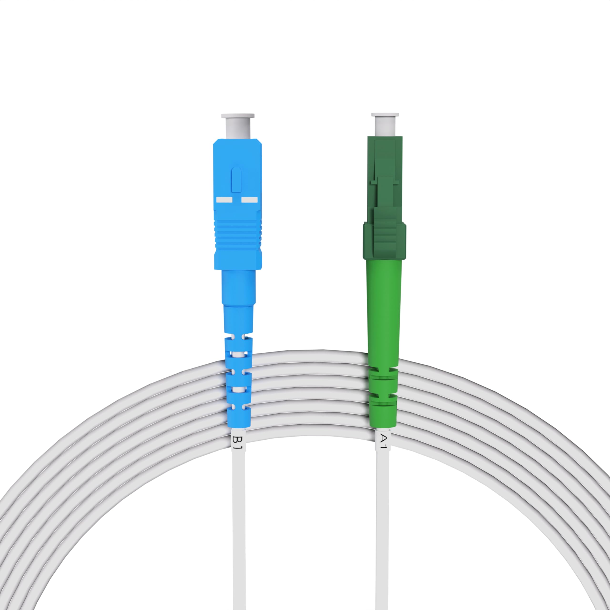 75m Câble Fibre Optique Blanc LC/APC vers SC/UPC | Simplex Monomode OS2 FTTH Câble Fibre Optique