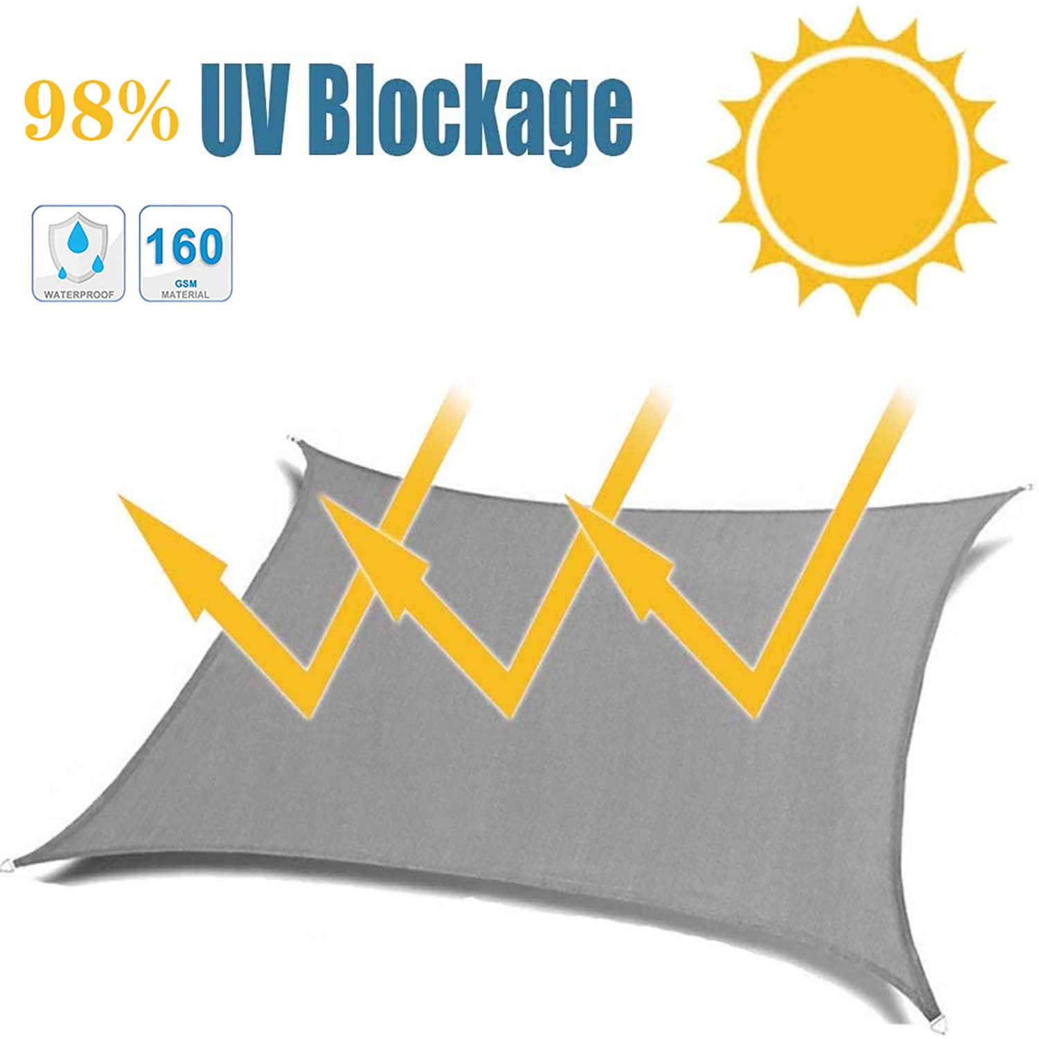 LYGBAOFUL a Vela Parasole Impermeabile per Esterni per Giardino, Patio, Protezione UV, tettoia per Feste in Giardino, Azzurro (4 m*6 m)