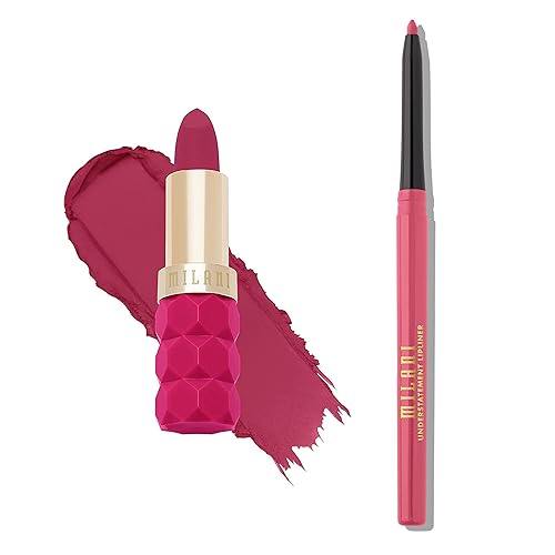 Milani Color Fetish - Paquete de lápiz labial y delineador de labios Understaty, color rosa intenso