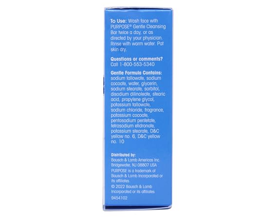 PURPOSE Gentle Cleansing Bar Gentle As Water, All Skin Types, For Sensitive & Dry Skin, Oil-free, Hypoallergenic, Sulfate-Free, 3.6 oz Bar, 4 Pack