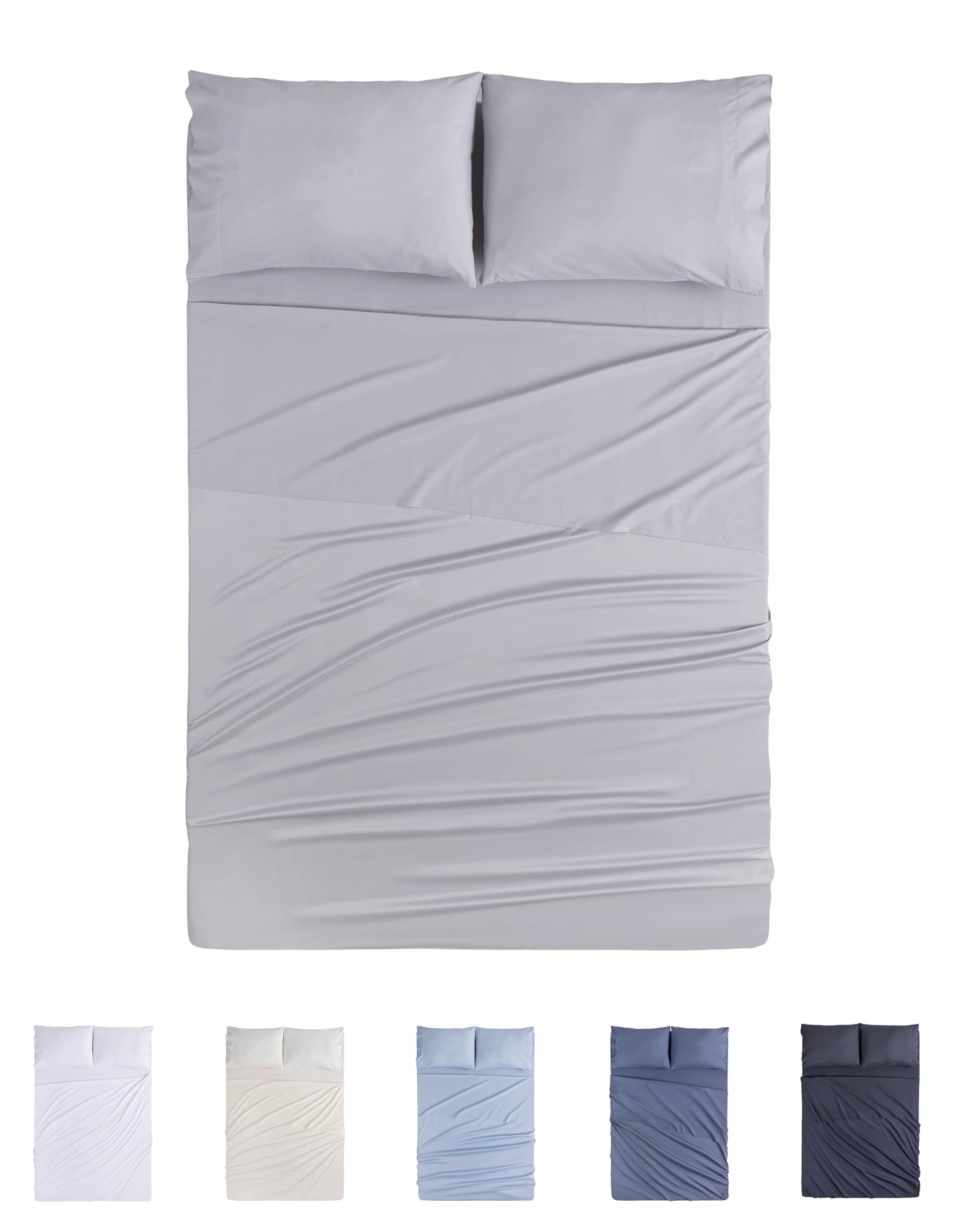 Set Lenzuola 4 Pezzi Todocama 4002 - Microfibra Spazzolata - Letto 180x190/200 Cm - Azzurro
