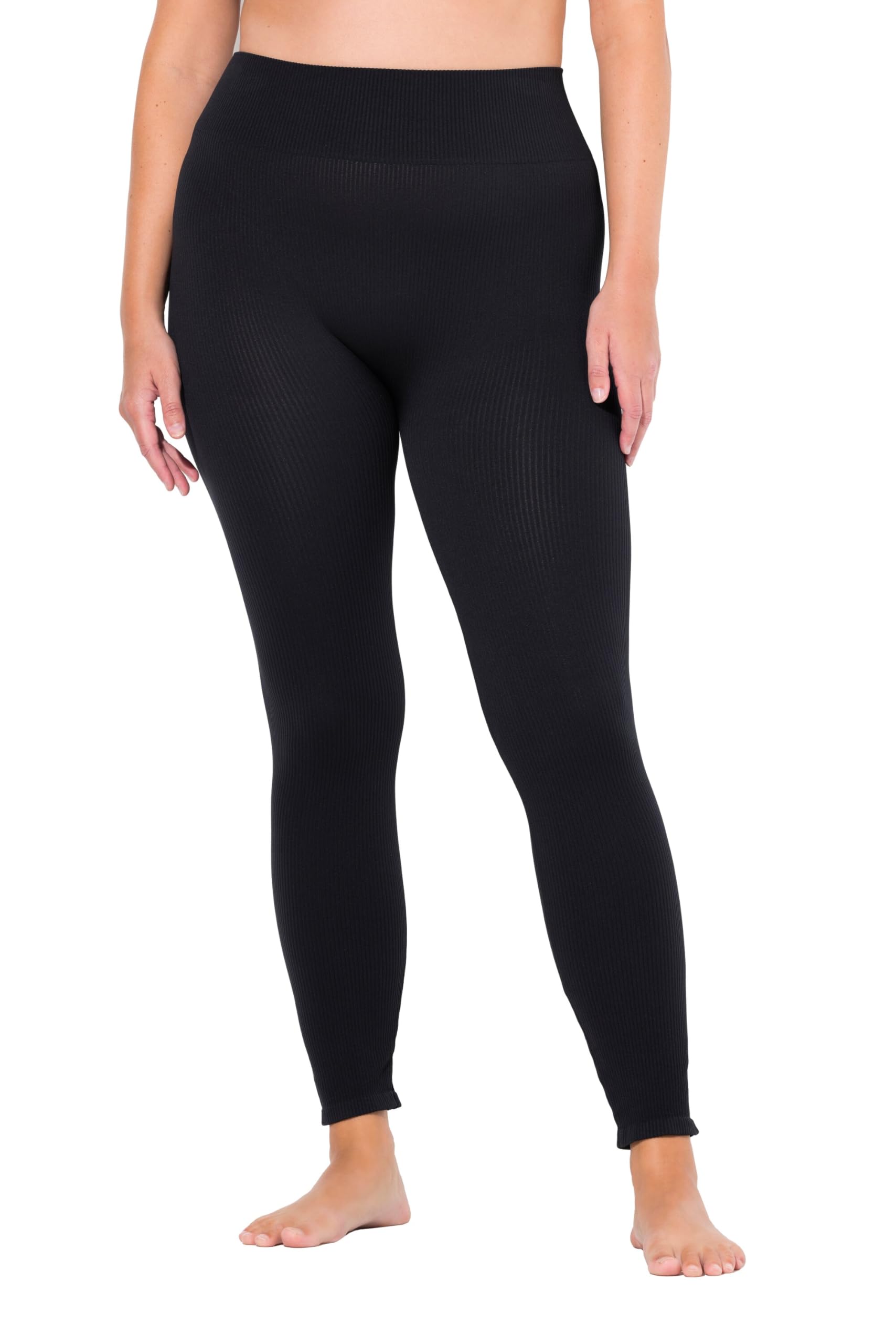 Ulla Popken Damen große Größen Übergrößen Plus Size Strumpf-Leggings, Rippjersey, breiter Bund, ohne Außennaht 836000