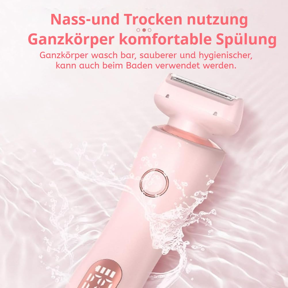 Sommer Starter Set, Haarentferner, Ipx7 Wasserdicht Kabelloser Rasierer, Intimrasierer FüR Frauen Mit Led-Anzeige FüR Gesicht Bikini Beine (Blau)