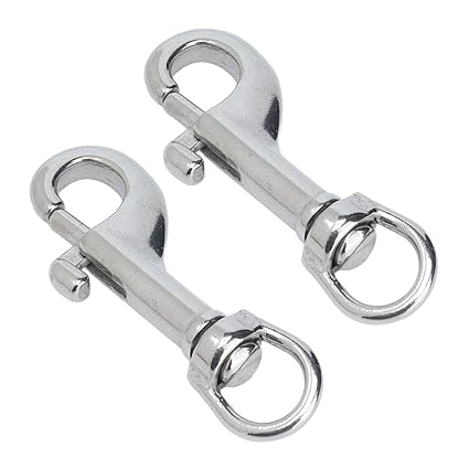 Single Ended Bolts Hook, 2Pcs Swivel Eye Bolt Snap Hook, Single Ended Snap Clips Marine Grade 316 Stainless Steel Clips for Diving, Bolt Snaps