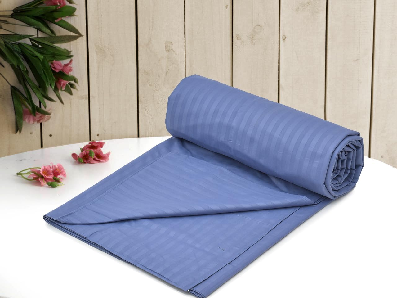RRC Super Soft Brushed Microfiber Cotton Satin Striped Single Duvet Cover with Zipper and Ties,60X90(Inches),228X154(CM) Quilt Cover,Razai Cover (SkyBlue, Single)-picture-21
