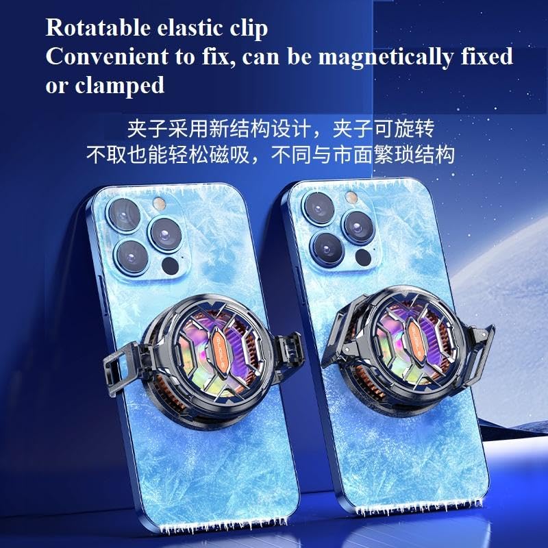 Image of Phone Cooler with AI Cooling Mode, RGB Lighting, Real-Time Temperature and Power Display, Strong Magnet and Clip Mount, Ultra-Quiet Fan (FS03)