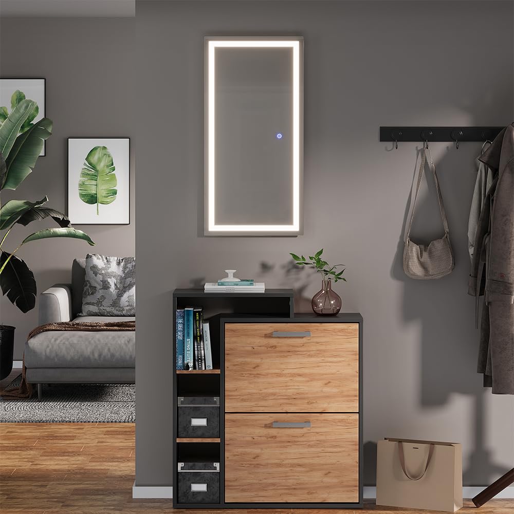Vicco Specchio bagno Miral, Vetro, 80 x 40 cm con illuminazione frontale, per montaggio a parete con illuminazione LED integrata