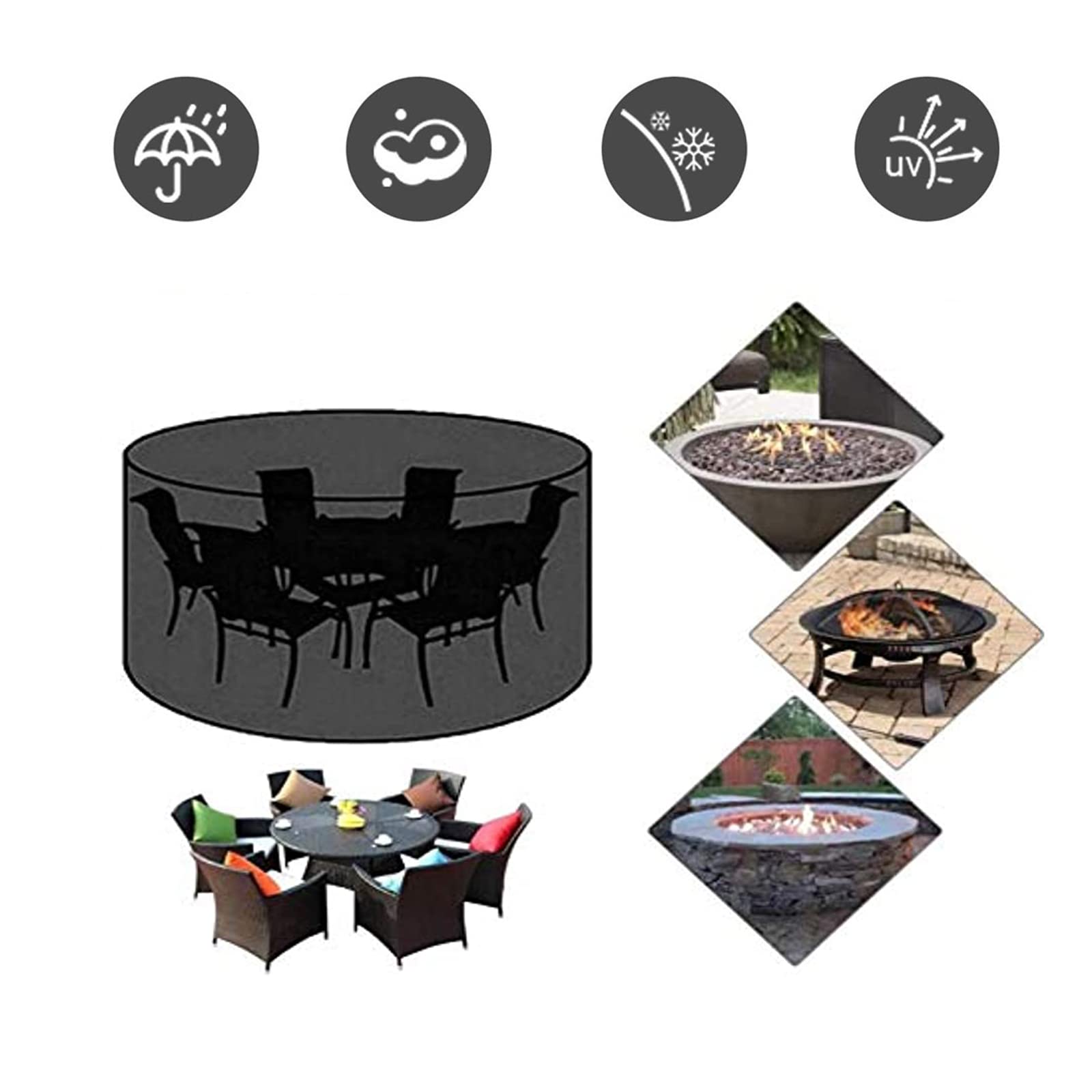 Copertura Impermeabile Per Mobili Da Giardino Rotondi - 800D Resistente Ai Raggi UV, Diametro 240x71 Cm, Protezione Da Pioggia E Vento