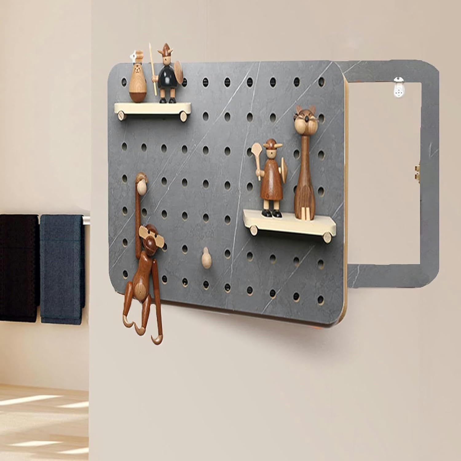 Decorative Wall Panels, Multifunctional Decorative Electric Box Lid Wooden Shelf Pegboard Electric Meter Box to Hide Pictures Painting Cover Home Decoration, 40 * 30cm