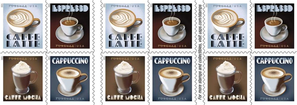 United States Postal Service USPS Espresso Drinks US Postage Stamps - Booklet of 20
