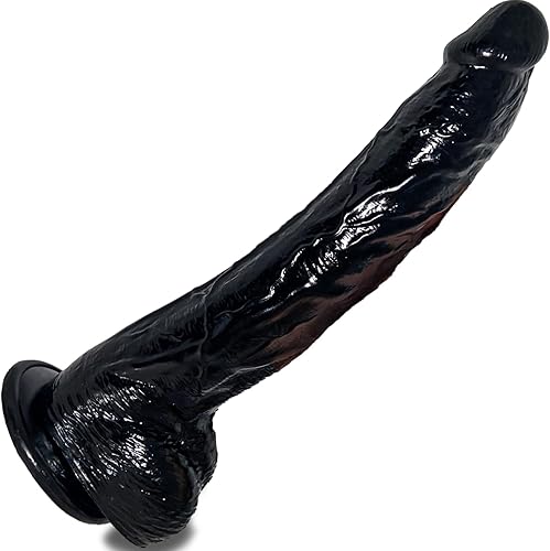 Consolador realista con glandes pequeños, consolador grande de 13.4 pulgadas enorme, consolador de gelatina negra con fuerte ventosa, juguete sexual