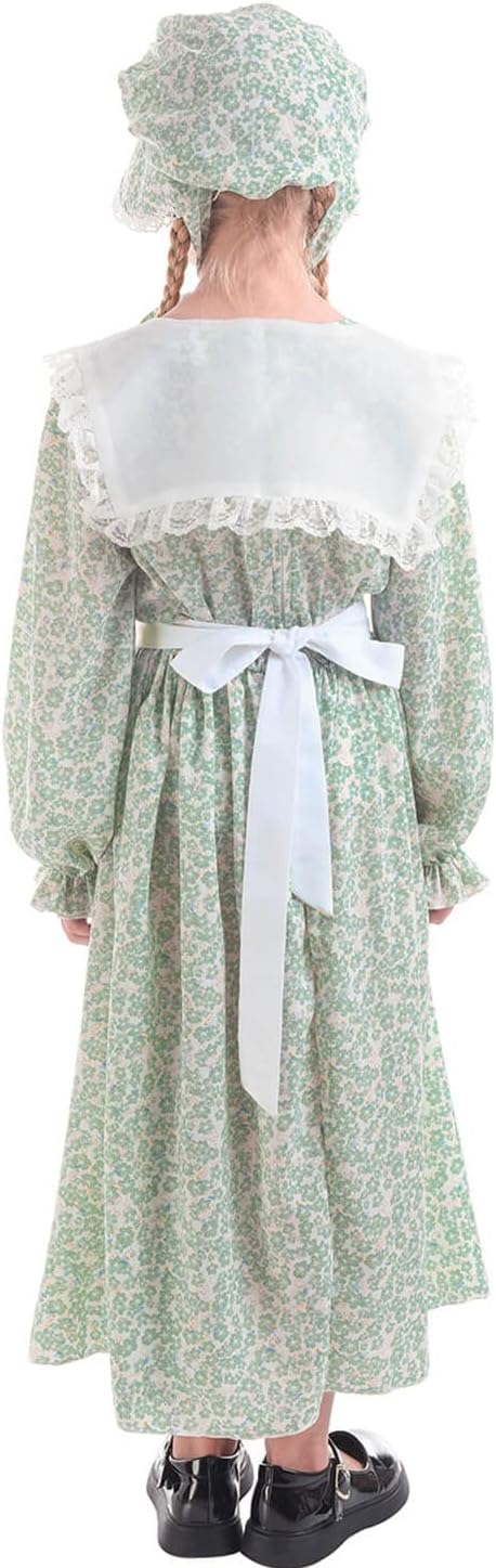 Nuoqi パイオニア ドレス 女の子用 ローラ・インガルス ワイルダー コスチューム コロニアル ガールズ コスチューム, スタイ