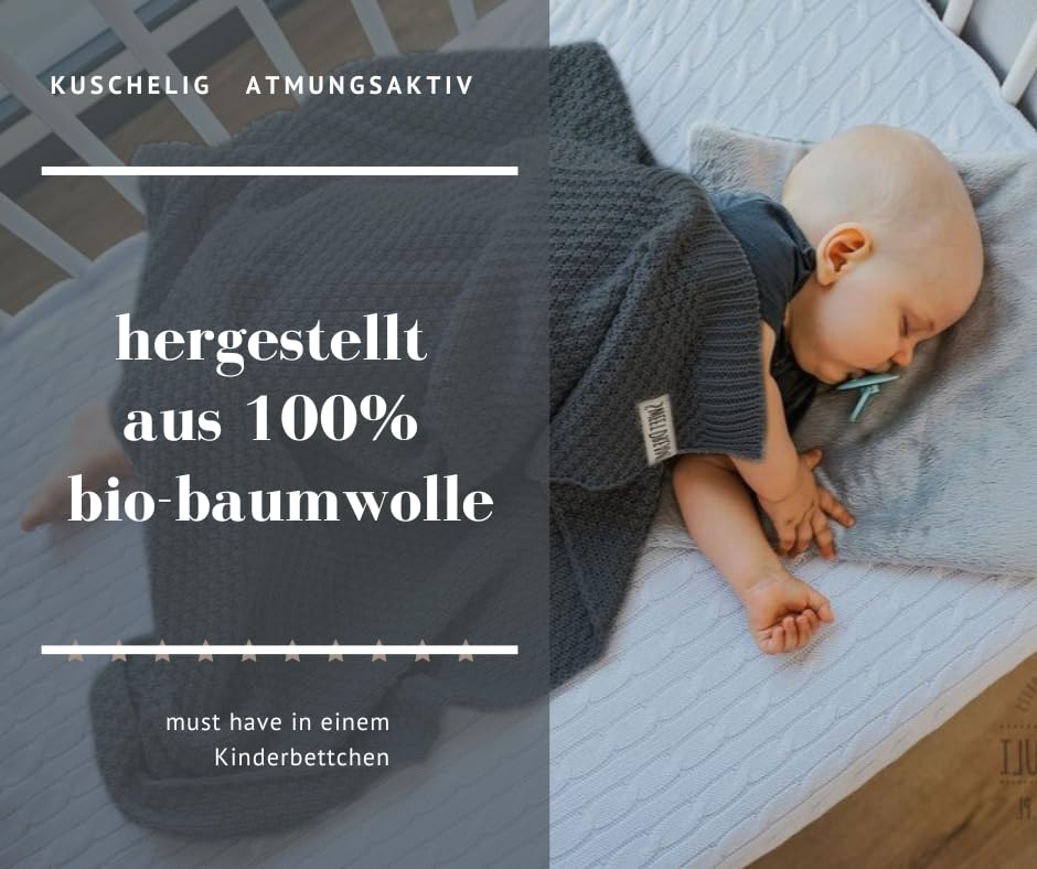 PIMKO 100% bamboe babydeken, gebreide deken, knuffeldeken, voor jongens