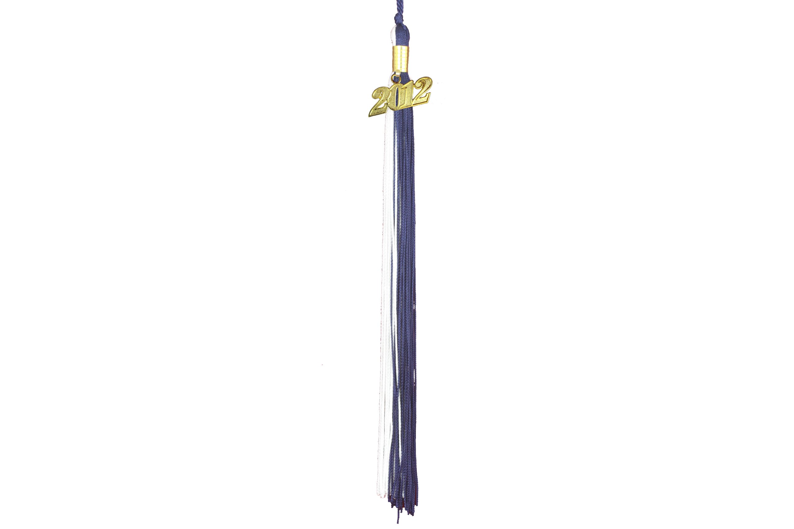 Graduation Tassel with 2012 Year Charm (Navy Blue and White)