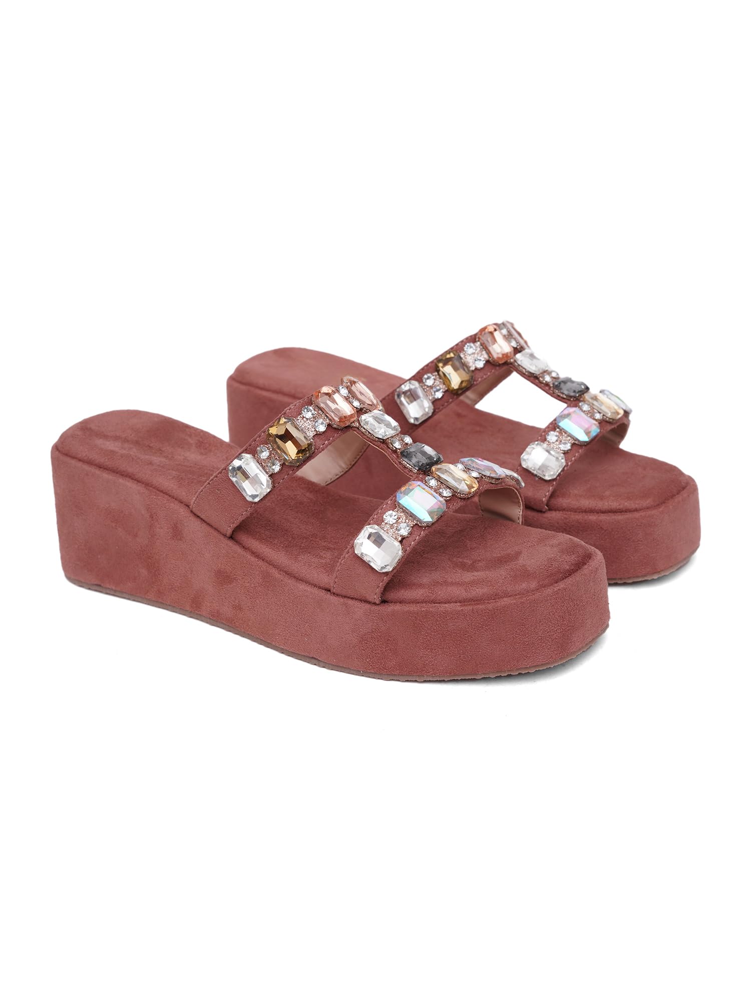 womens Fuzzora Elegant Crystal Wedge Sandals for Women | Comfortable Soft Platform Fashion Slippers for Daily Wear-image-37