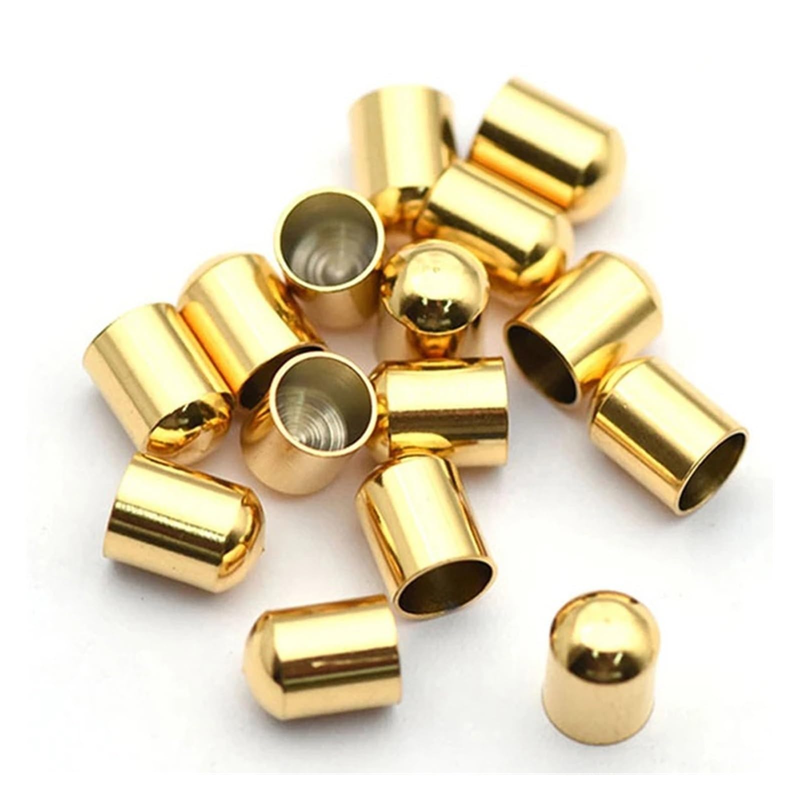 WEKONUMEX Rope Stoppers, Rope Stoppers 20pcs Stainless Steel End Caps Gold&Steel Hole 2-10mm for Laces Jewelry DIY(Gold Color-arc,Hole 3.0mm)