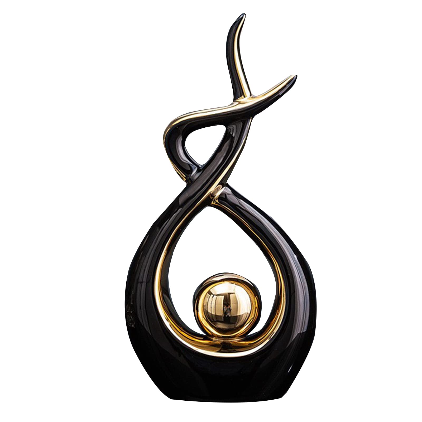 Misvayli Ceramic Modern Abstract Art Statue Decor, Modern Sculpture Ornaments For Living Room, Table Centrepieces For Dining Room Home Decor Accessories(Black)