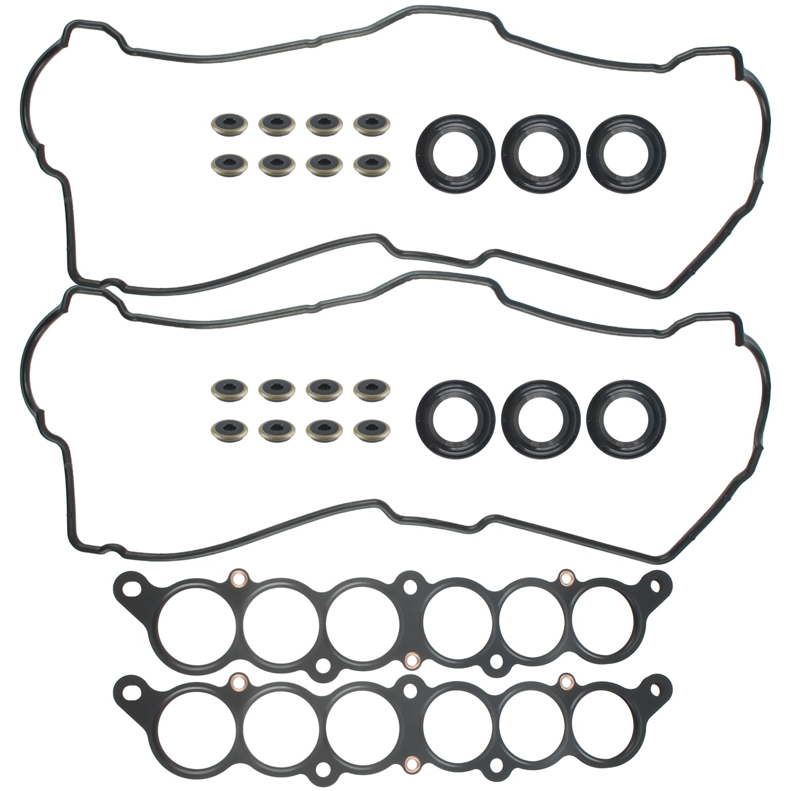 Valve Cover Gasket Set with Grommets and Plenum Gasket Compatible with Toyota 4Runner Compatible with Tundra Compatible with Tacoma T100 3.4L V6 VS50422R VC203 MS 95899 1119370010 1121362020