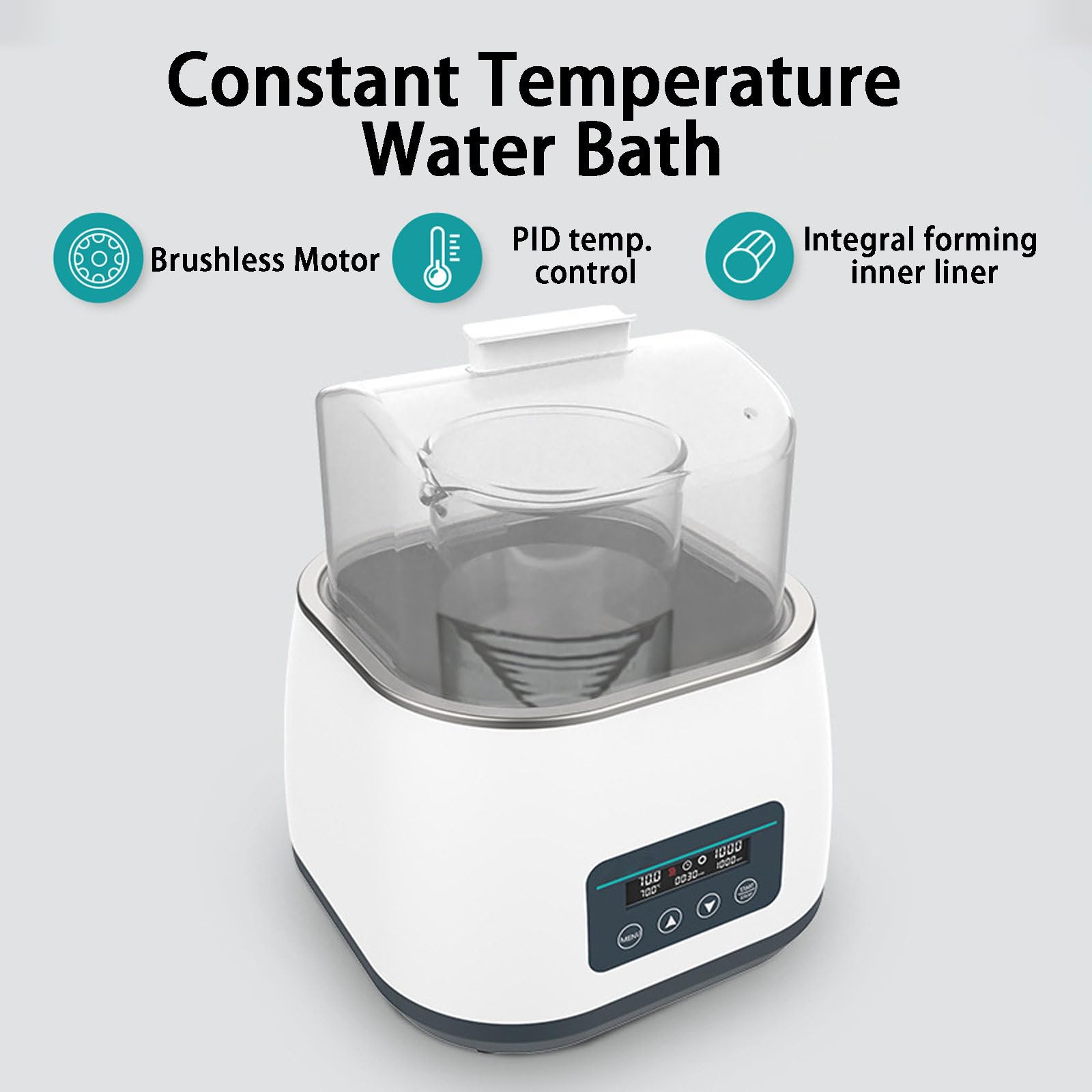 NYANS Baño de Agua Termostático, Baño de Agua de Laboratorio, Panel de Control Digital, Matraz de 2L o Vaso de Precipitados de 3L, para Destilación, Secado, Concentración