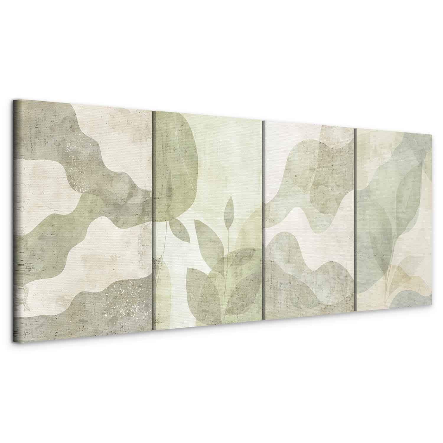 murando - Set di 4 Pezzi Quadri Fonoassorbenti Grandi Componibili Foglie Astratto Botanico Boho 240x90 cm (4 pz. 60x90 cm ognuno) - - Quadro Acustico Stampa su Tela Camera da Letto a-H-10144-b-a