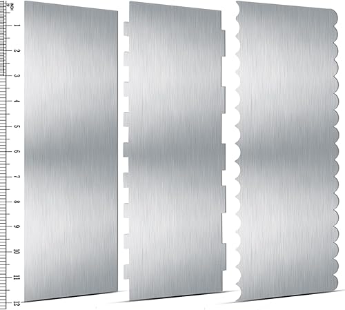 3 raspadores de acero inoxidable para tartas, raspador de borde de pastel de 10 pulgadas, peine de decoración de pasteles, nivelador de pasteles