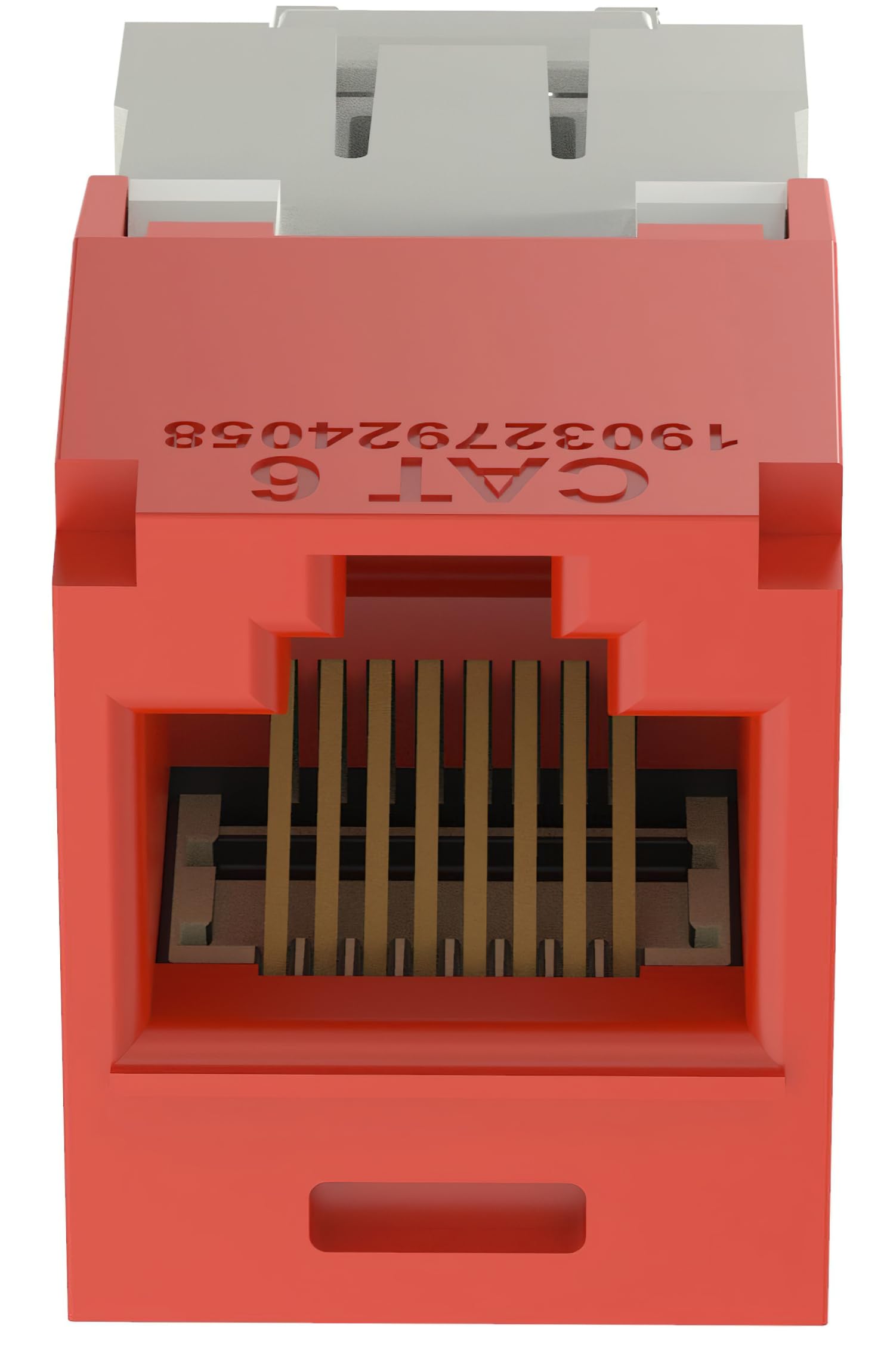 CJ688TGRD Lot de 10 modules jack Mini-Com UTP catégorie 6 TX6 Plus, rouge, style TG, sans outils, module réseau Ethernet RJ45 haute performance, câblage T568A/T568B