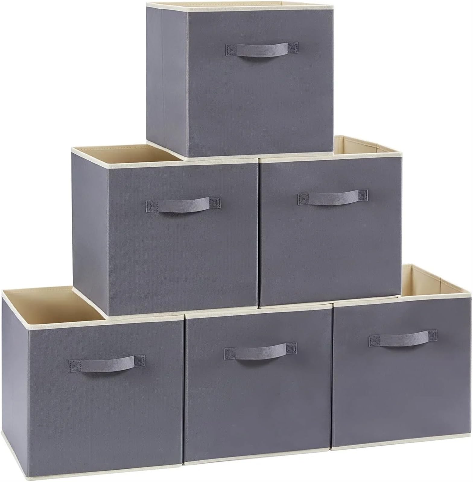 EWUHYFP Collapsible Storage Box 6PCS Collapsible Storage Cubes 11 Inch Foldable Fabric Bins Organizers Decorative Organizing Baskets(Grey-medium)