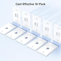 Vista 7 de [UL Listed] Cable Matters - Juego de 10 placas de pared Keystone de perfil bajo de 1 puerto, placa de pared RJ45 para tomas Keystone en blanco