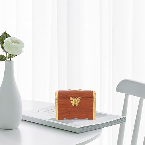 Miniatura 5 de Caja de almacenamiento de madera del tesoro con cerradura, organizador del tesoro, caja de monedas, alcancía para niños y adultos