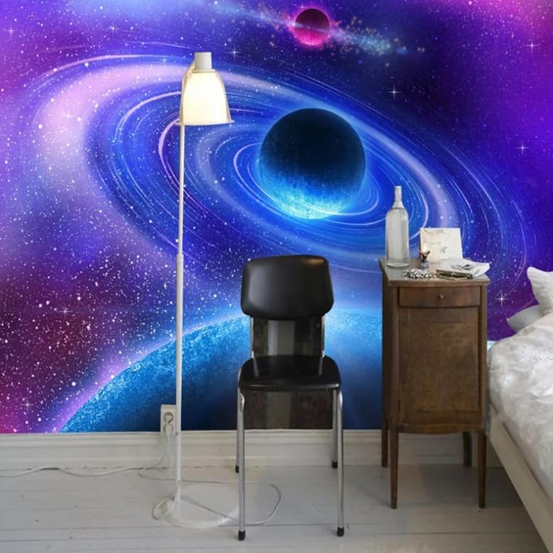 Papier peint photo 3D espace pour agrandir visuellement un salon ou une chambre moderne