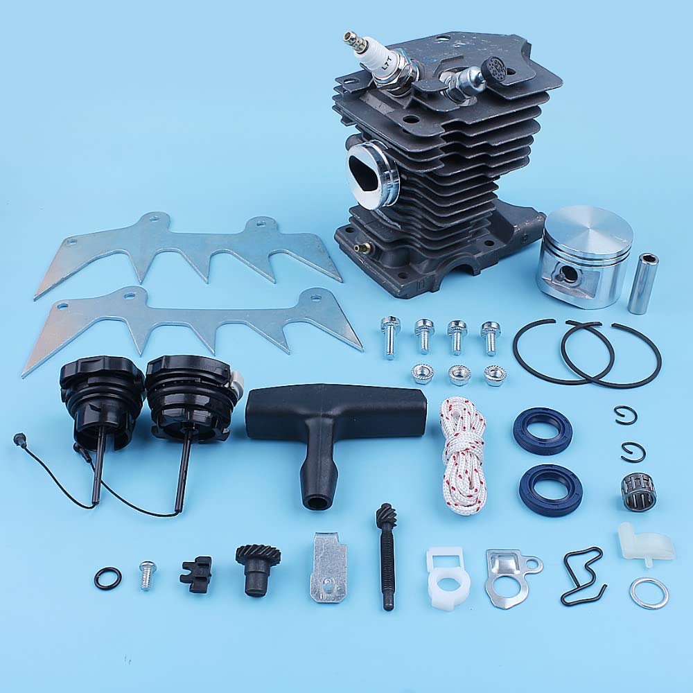 Kit de Ajuste de púas de trinquete de pistón de Cilindro de 46 mm for Motosierra MS280, MS270, MS 270 y 280. Tapa de Gasolina y trinquete de Arranque.