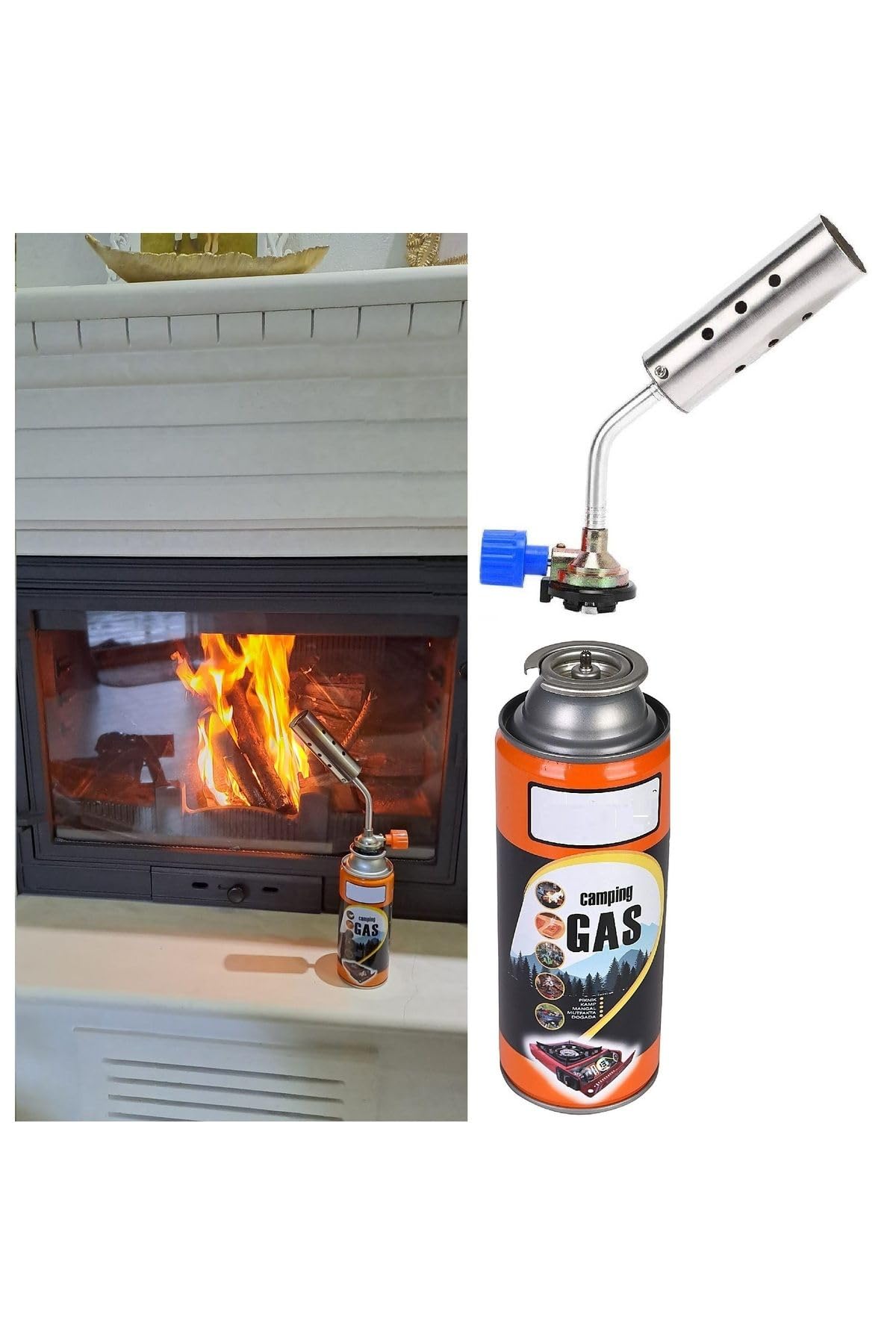 Depolife Şömine Yakma Yüksek Alevli Pürmüz Torch Yakma Barbekü Odun Kömür Tutuşturma Tabancası