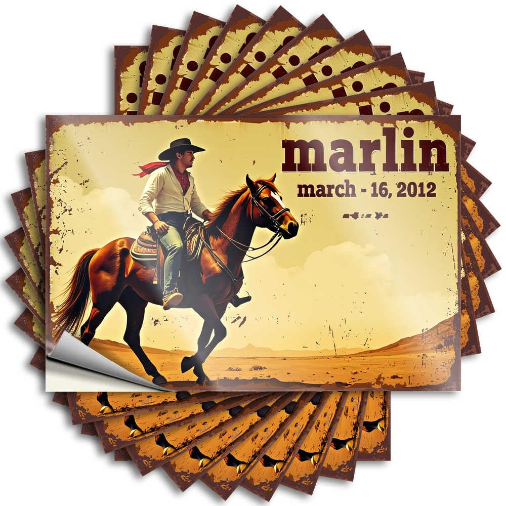Fzfn Colour Retro Decor, Decals Things Bumper Riding Into The Sunset: Marlin's Epic Journey | Accent Waterproof Vinyl Stickers(6X9cm)