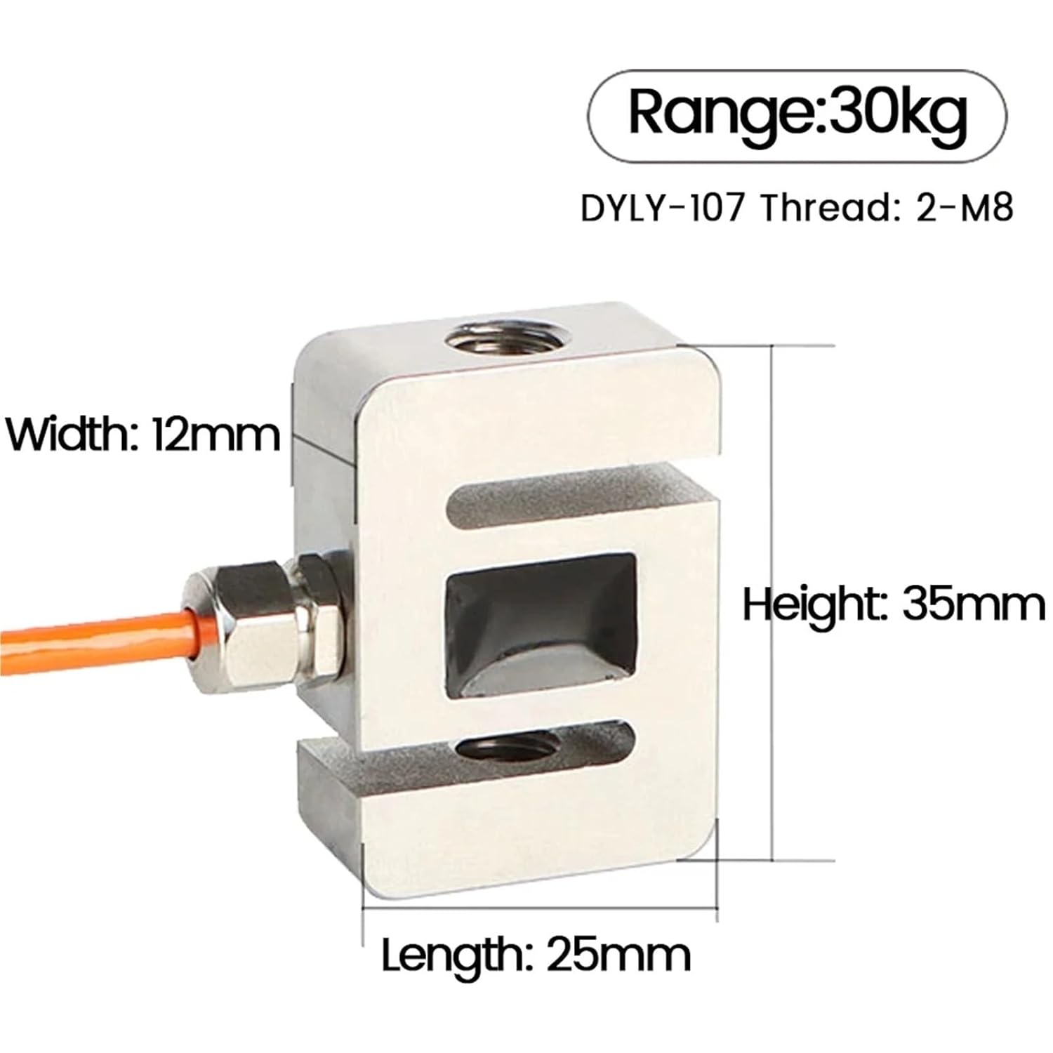 1pc S-Type Tension Pressure Sensor Module Stainless Steel High Precision Miniature Load Cells Weighing Sensors M8(0-30KG)